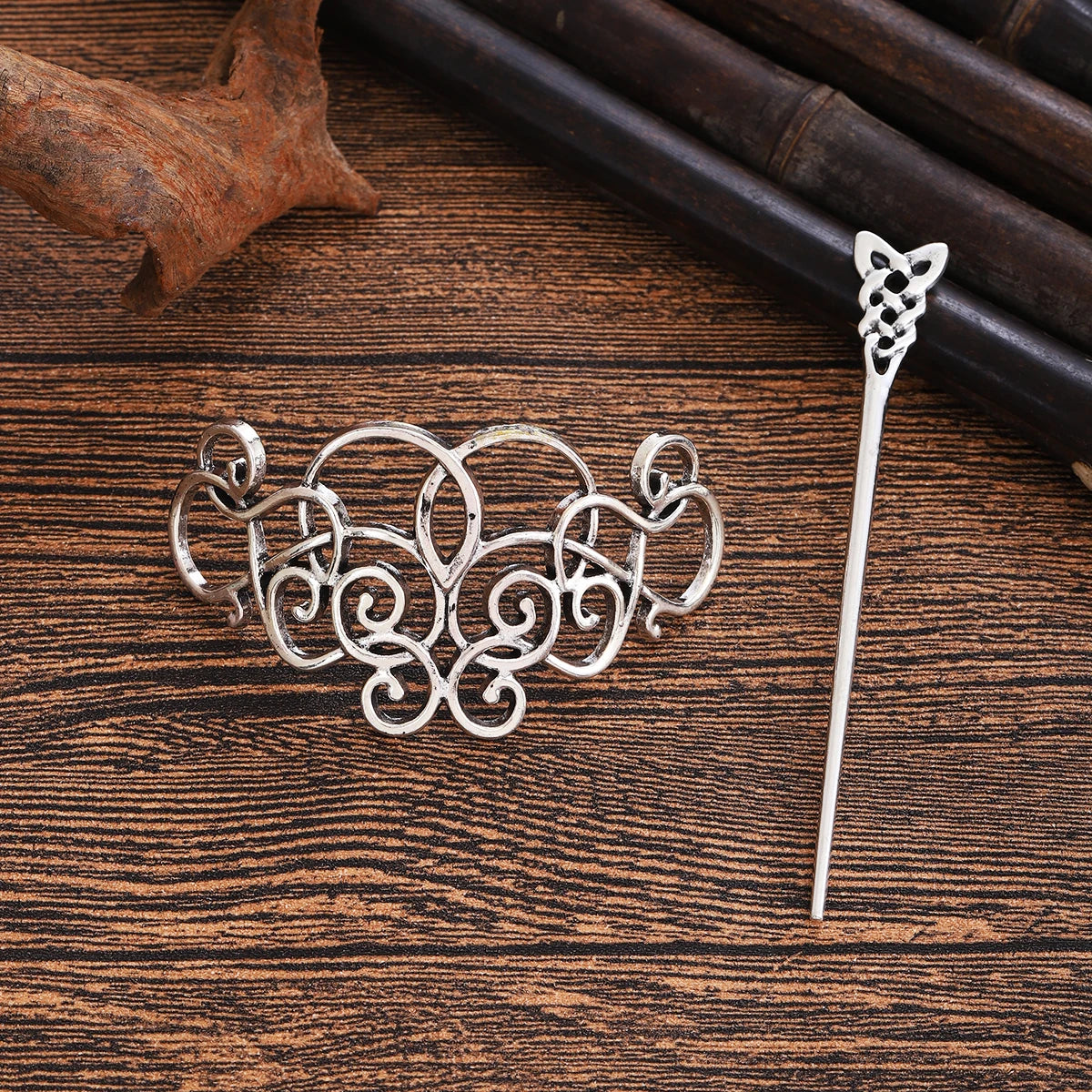 Celtic Knot Hair Stick – Retro Irish Style, Metal Alloy, Silver, 3 Styles