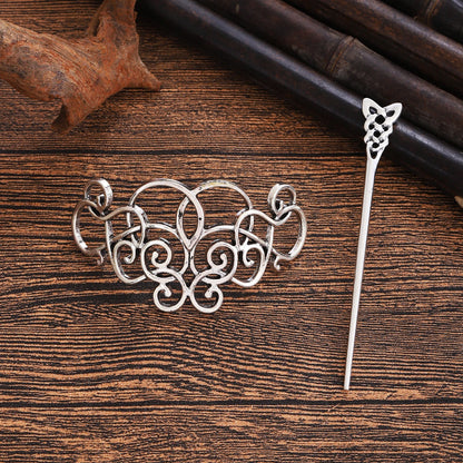 Celtic Knot Hair Stick – Retro Irish Style, Metal Alloy, Silver, 3 Styles