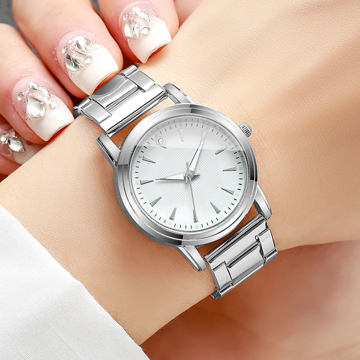 2pcs Couples Quartz Watch Set - Alloy, Numberless Dial, Fashion Casual, No Box
