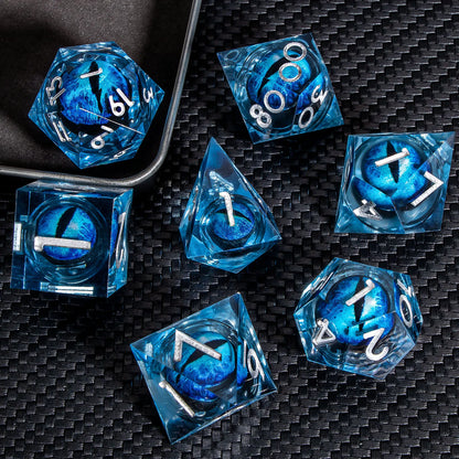 Sharp-Edge Resin Liquid-Core Dice Set for D&D and RPG Games
