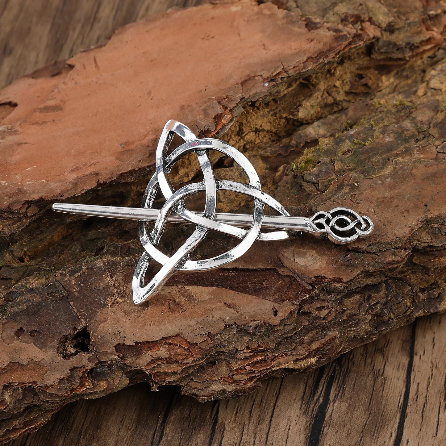 Odin Celtic Knot Crescent Hairpin – Viking Style, Metal Alloy, Silver