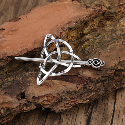 Odin Celtic Knot Crescent Hairpin – Viking Style, Metal Alloy, Silver