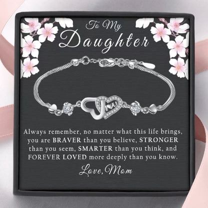 To My Daughter Heart Bracelet - Birthday Gift with Card and Box