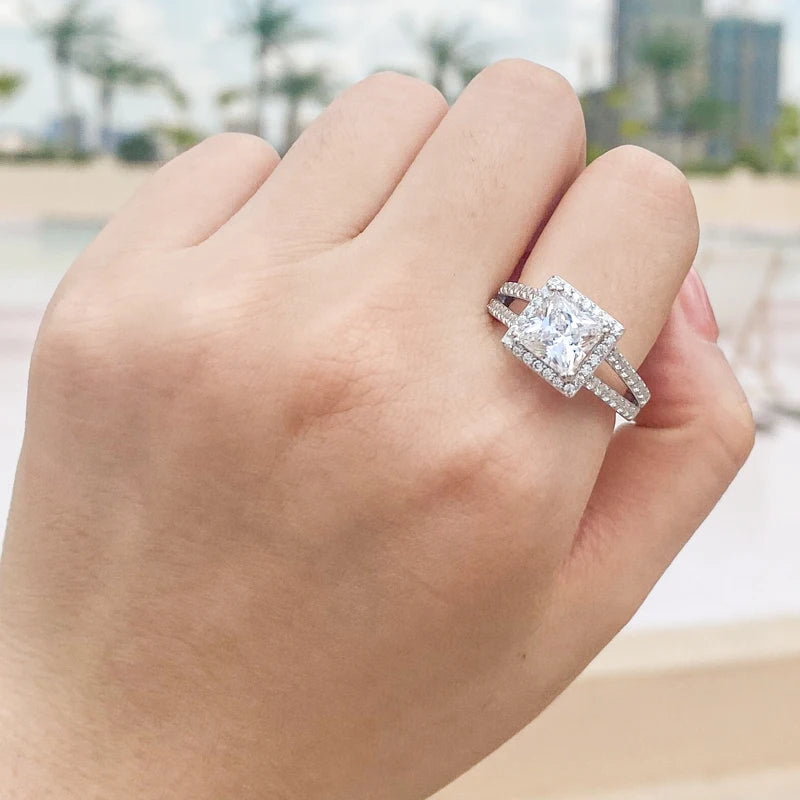 Moissanite Engagement Ring - 925 Sterling Silver