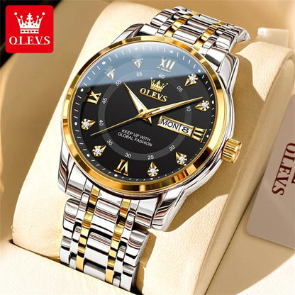 OLEVS Men’s Stainless Steel Quartz Watch with Roman Numerals, Model TY712