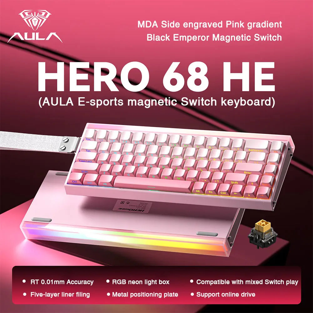 AULA HERO 68HE Magnetic Switch Keyboard - Rapid Trigger, 8K, Hot-Swap, RGB
