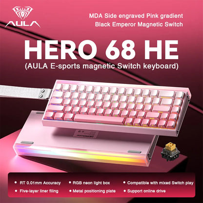 AULA HERO 68HE Magnetic Switch Keyboard - Rapid Trigger, 8K, Hot-Swap, RGB