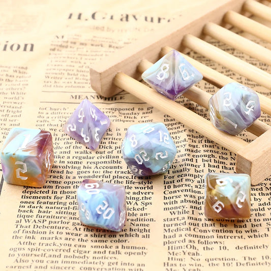 7-Piece Two-Tone Acrylic Polyhedral Dice Set for D&D and RPG Games