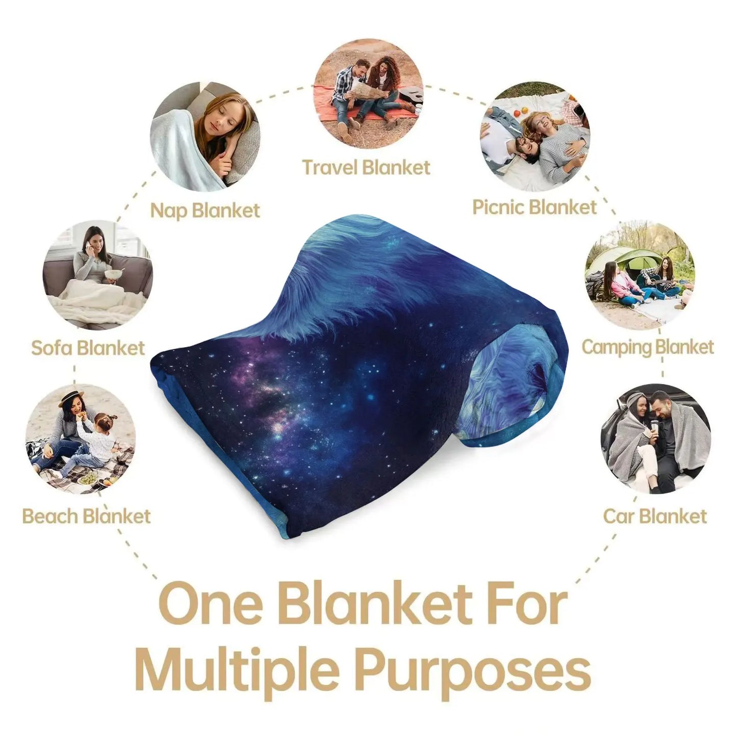 Cosmic Wolf Flannel Blanket - Polyester Coral Fleece Throw