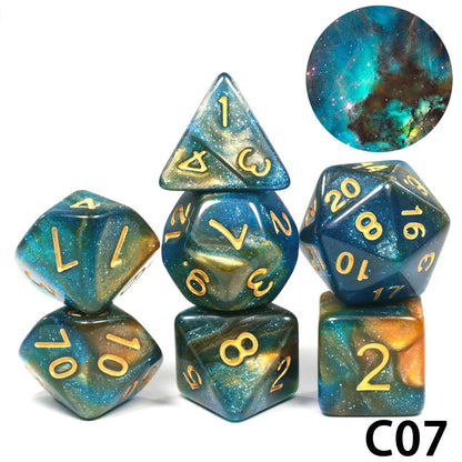 7-Piece Acrylic Polyhedral Dice Set for D&D and RPG Games