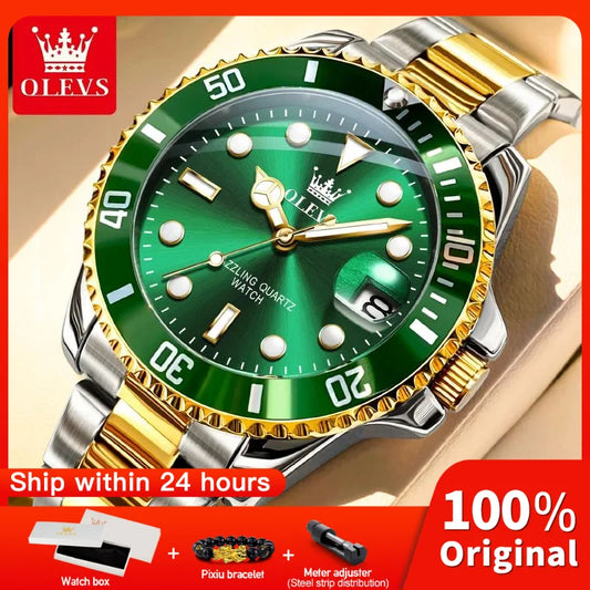 OLEVS 5885 Men's Watch - Original Brand, Waterproof, Stainless Steel, Automatic Date, Gifts