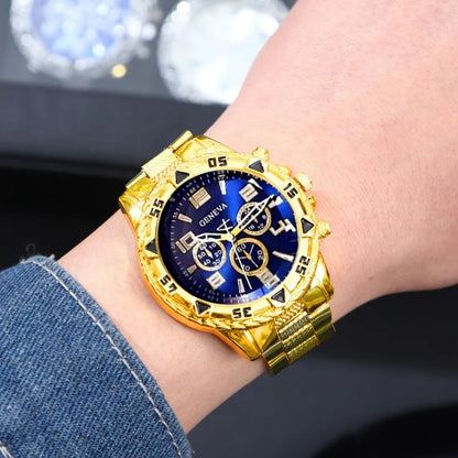 DEYROS Men's Classic Quartz Watch - Alloy Band, Numberless Dial, Auto Date, Folding Clasp