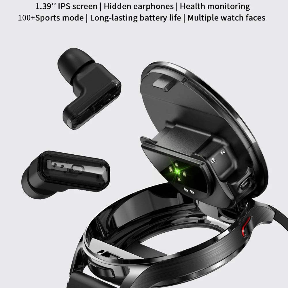 2-in-1 Smartwatch with TWS Earbuds - 1.39" IPS, Heart Rate, IP67, Bluetooth 5.0, 300mAh