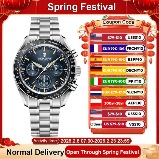 PAGANI DESIGN PD-1701B Moonwatch - Chronograph, Sapphire Crystal, 100M Waterproof