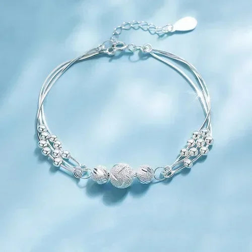 925 Sterling Silver Heart Necklace & Bracelet Set - Blue Crystal