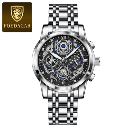 POEDAGAR Men’s Stainless Steel Quartz Chronograph Watch, Model 984