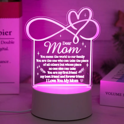 Love Mom USB Night Light – Card Shape, Pink Glow