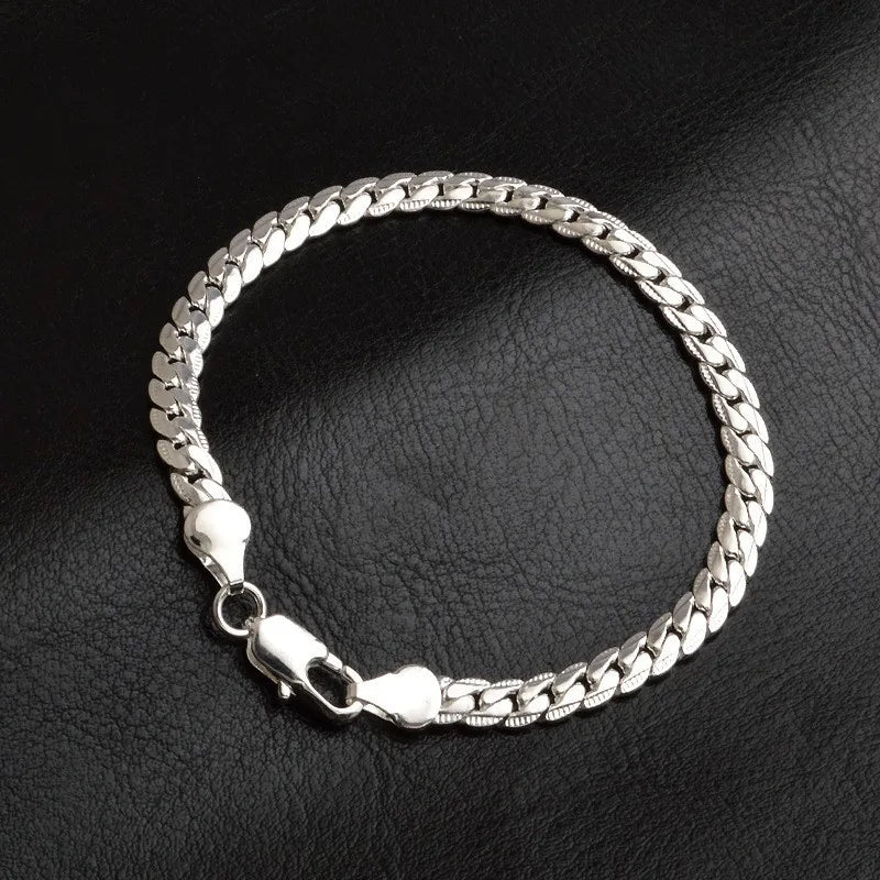 925 Sterling Silver 6mm Chain Necklace & Bracelet Set