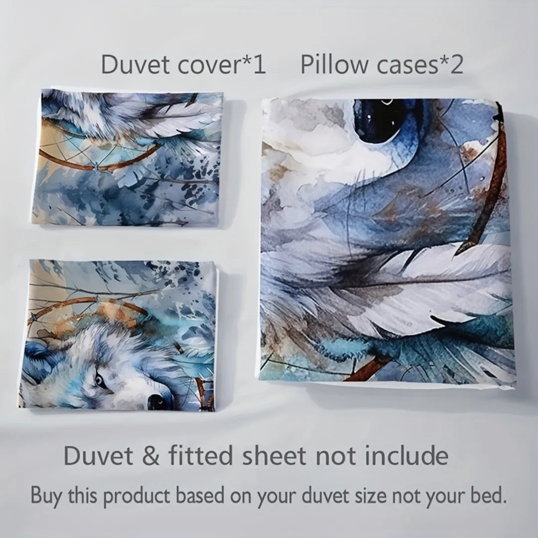 Forest Wolf 3D Bedding Set - 3pcs Polyester Duvet Cover