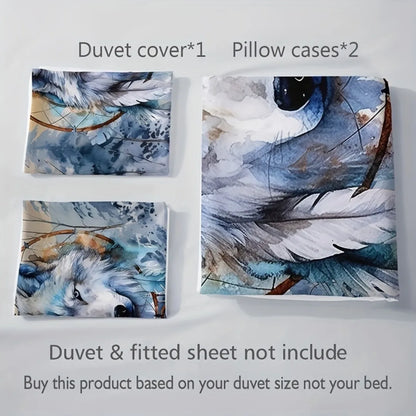 Forest Wolf 3D Bedding Set - 3pcs Polyester Duvet Cover