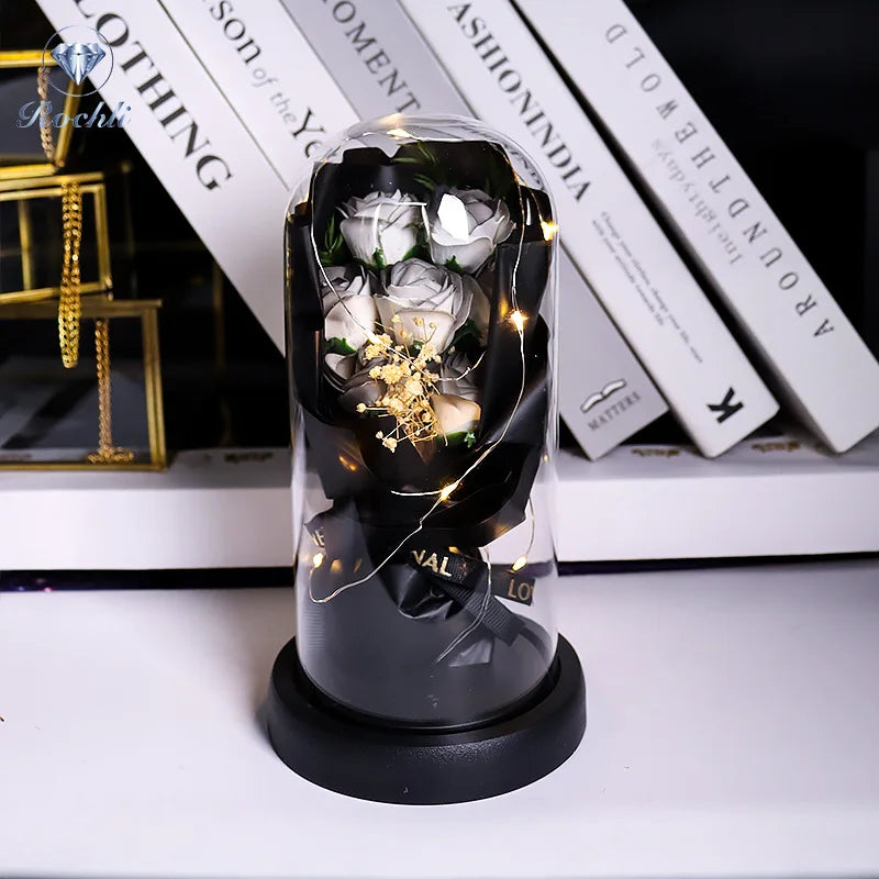 Eternal Rose Glass Dome with LED – Romantic Flower Gift, 6 Colors
