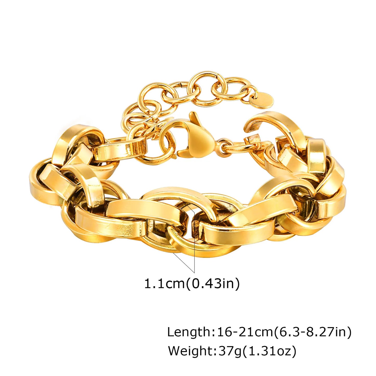 Gold Stainless Steel Chunky Link Chain Bracelet