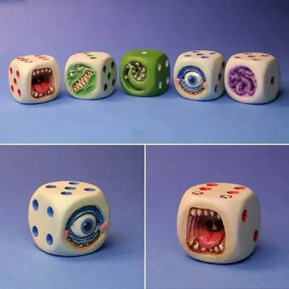 Monster Face Resin Dice Set – 5 Pcs Halloween Tabletop
