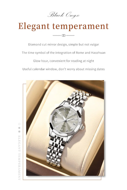 OLEVS 9931L Women's Watch - Elegant Fashion, Luxury, Waterproof, Stainless Steel, Luminous Date