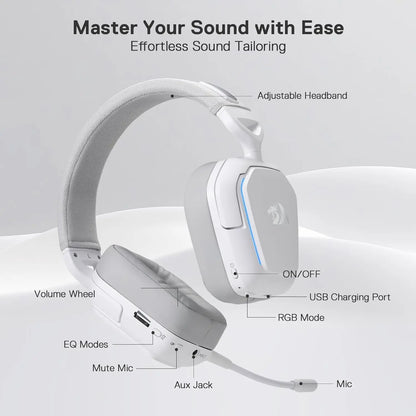 Redragon H868 Wireless RGB Gaming Headset - 7.1 Surround, 3-Mode Connection