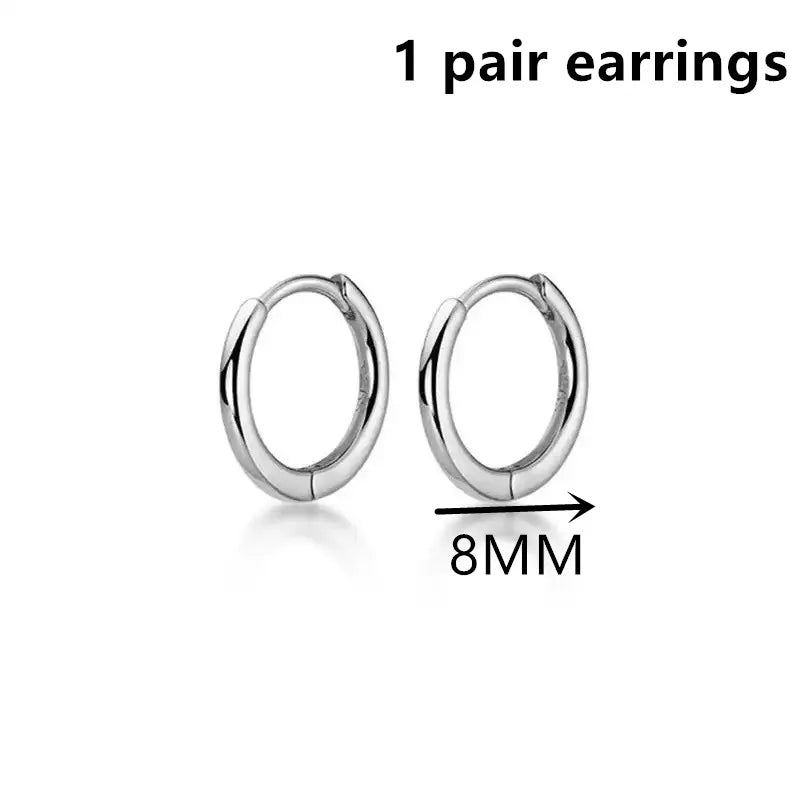 925 Sterling Silver Small Hoop Earrings - 10mm Plain Silver