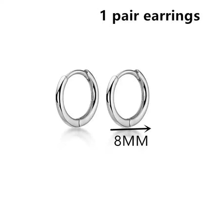 925 Sterling Silver Small Hoop Earrings - 10mm Plain Silver