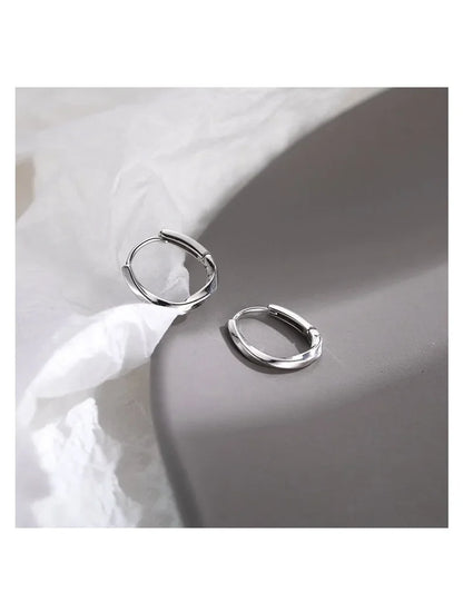 925 Sterling Silver Round Earrings - Simple Elegant Design