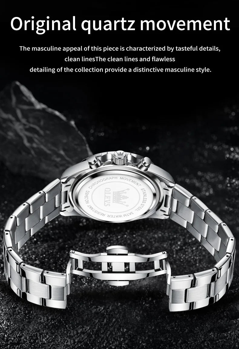 OLEVS 2945 Men's Watch - Moon Phase, Chronograph, Waterproof, Backlight, Fashion Quartz