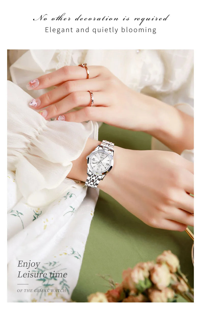 OLEVS 9998 Couple Watches - Rhombus Mirror, Luminous Date, Waterproof