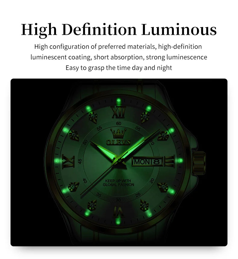 OLEVS 2906 Couple Watch - Roman Scale, Diamond Dial, Rhombus Strap, Waterproof