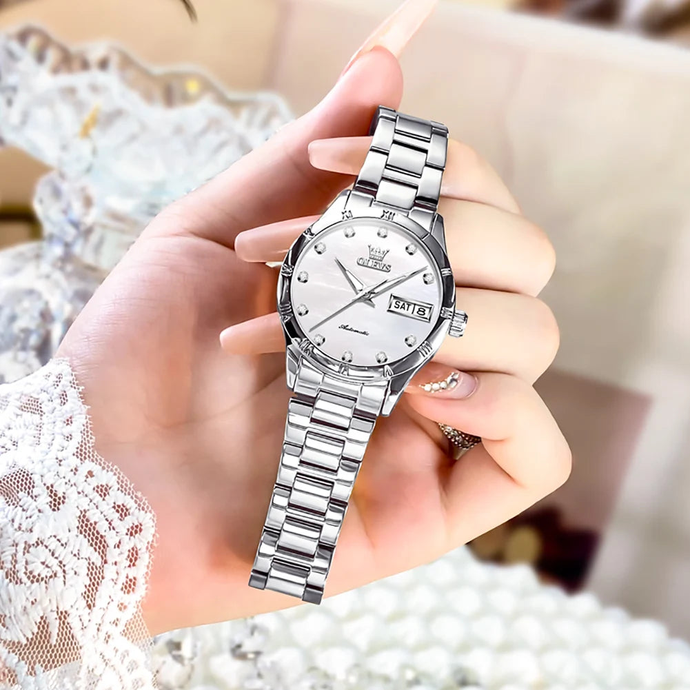 OLEVS 7030W Elegant Fashion Watch - Automatic Mechanical, Waterproof, Luminous Date Week