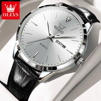 OLEVS 2935 Luxury Men's Watch - Roman Numeral, Auto Date, Shock Resistant, 3ATM, Leather Strap