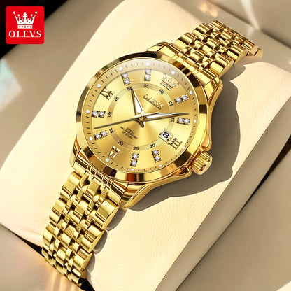 OLEVS 3620 Women's Watch - Luxury Diamond, Automatic Calendar, Waterproof, Bracelet Set