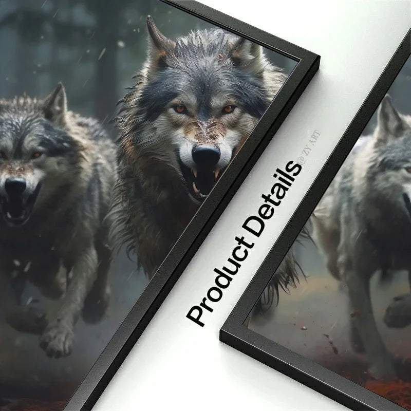 Running Wolf Canvas Poster - Waterproof Ink Spray Painting Wall Art