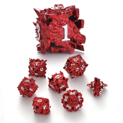 Metal Dragon Dice Set - Hollow D&D Polyhedral Dice