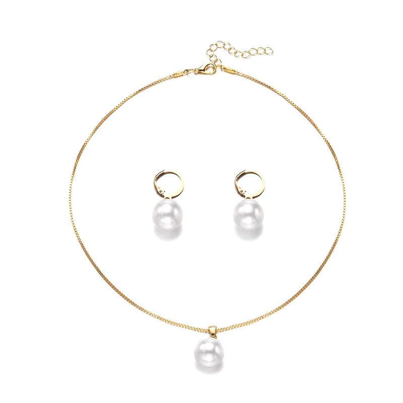 Pearl Jewelry Set - Necklace & Earrings