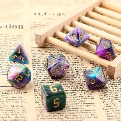 7-Piece Two-Tone Acrylic Polyhedral Dice Set for D&D and RPG Games