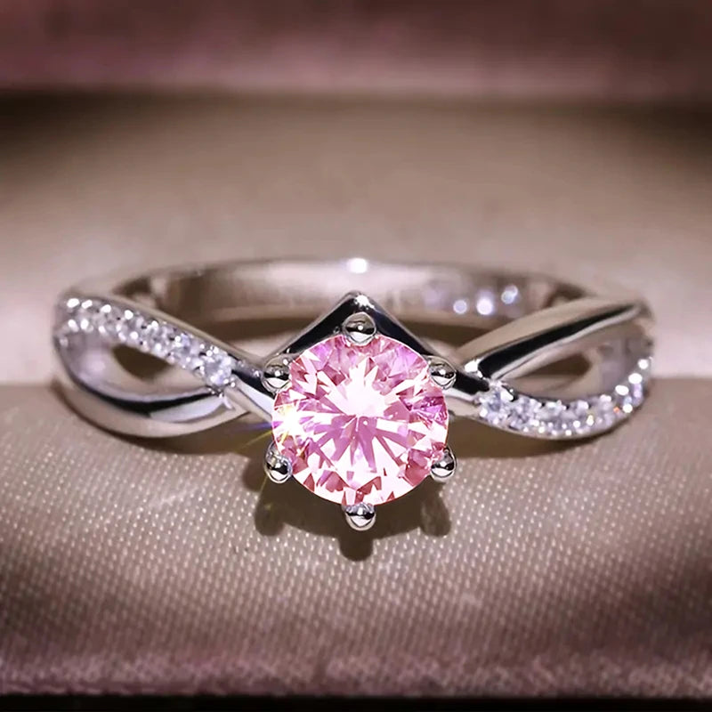 Silver Cubic Zirconia Ring - 6 Claw Engagement Band