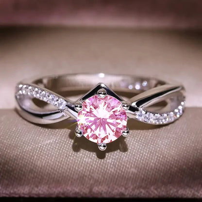 Silver Cubic Zirconia Ring - 6 Claw Engagement Band
