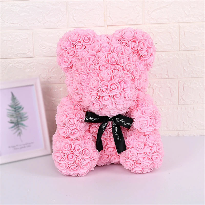 Rose Bear - Eternal Flower Teddy Bear with Gift Box