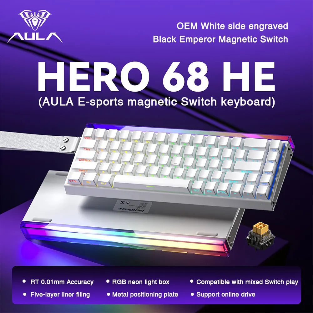 AULA HERO 68HE Magnetic Switch Keyboard - Rapid Trigger, 8K, Hot-Swap, RGB