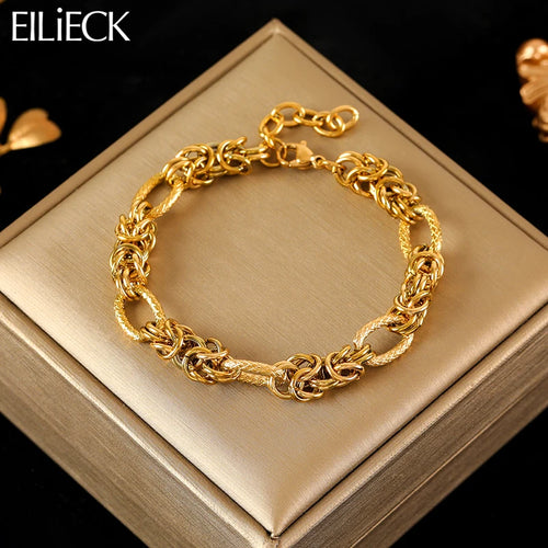 18K Gold Plated Twisted Bracelet - Stainless Steel Bangle