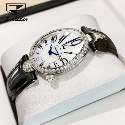 JSDUN 8827 Women's Quartz Watch - 50M Waterproof, Leather Band, Luxury