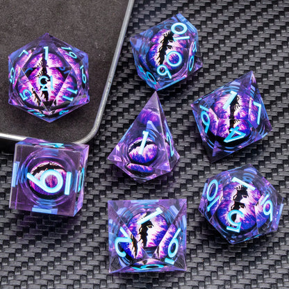 Sharp-Edge Resin Liquid-Core Dice Set for D&D and RPG Games