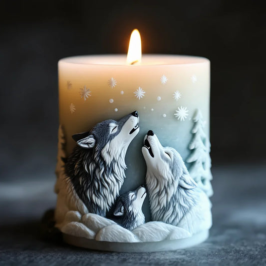 Wolf Pack Silicone Candle Mold - 3D Wilderness Cedar Snowflake Design